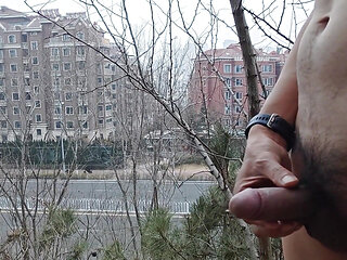 A Naked Gay Masturbating Outdoor