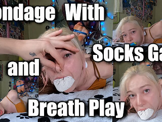 Weak Hogtied Girl Gagged with Dirty Socks