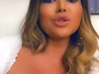 Horny busty blonde babe with big boobs