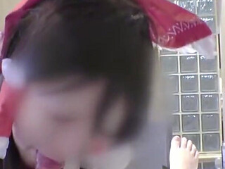 Slender Downer Style Cosplayer Shows Her Quiet Charm While Playing a Reimu Shrine Maiden Role Angle2