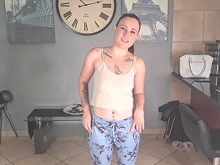 Brunette Explaining Every Tattoo Piece on Her Rocking Body.