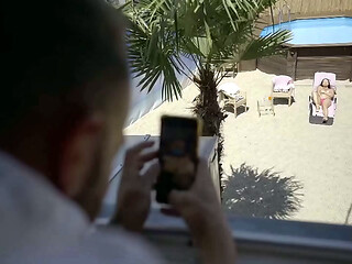 Damn HOT German MILF with big, natural breasts gets fucked by the neighbor.