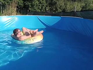 Wet Summer Ride. Handjob in the Pool