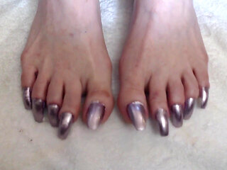 Sexy silver metallic long long toenails