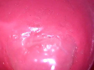 Inside a Camgirl Cervix POV Camera in Vagina with Big Dick Toy