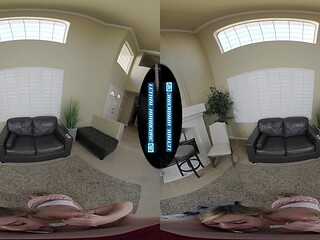 College babe gets fucked by stepdad and hot babysitter in VR