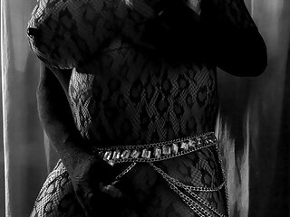 Rikki Ocean Cumming in a Sexy Black Bodysuit