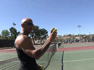 Hotty blonde gets picked up at tennis club for some wild sex
