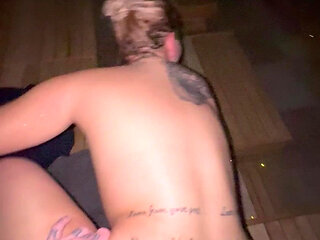 Public Sauna Thermal Baths Cinema Blowjob Doggy Taken From Behind Standing Hot Sweating Willing Couple Caught Alone