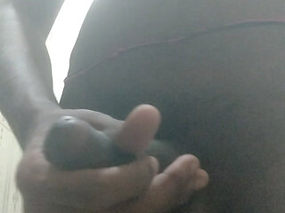 Desi black cock masturbating in bathroom spitting and rubbing young black boy