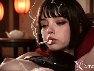 I caught a cute asian girl smoking in the restaurant and fucked her juicy ass and naughty mouth!!! [AI]