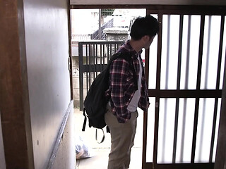 A Japanese mom loves men and her son gets aroused by her erotic behavior.