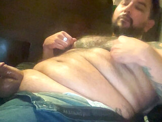 beefy hairy latino muscle bear Prince Albert cum flex nipples