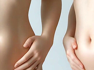 Two Adult Nude Women in Sensual Artistic Interaction