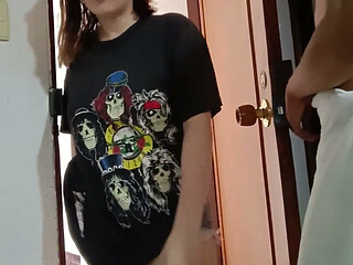 My stepsister welcomes me with a blowjob