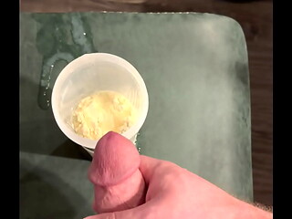 Big Dicked White Bodybuilder Cums Into His Own Protein Shake
