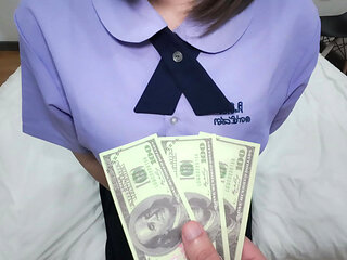 Student teen girl gets paid for cum inside