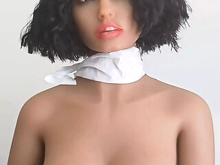 Nude Ebony sex doll ladyboy barberette haircutting cape play fun short haircut