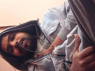 Jerking big dick at watching hot