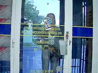 Slutty babe gets fucked in the middle of a supermarket