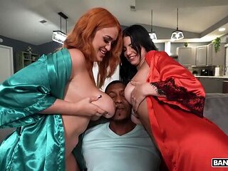 Nia Bleu and Asteria Jade are fucking with two huge cocks