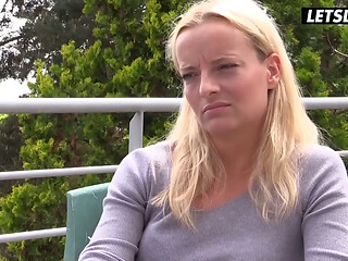 Slim Blonde Fucking Teases Her Cunt on Balcony... Wait Till She Fucks It Hard