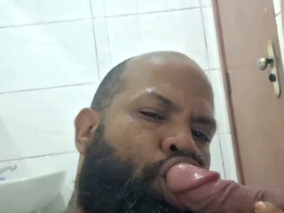 Sucking My Straight Friend's Thick, Big-headed Cock.