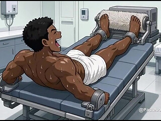 Med Bay Restraints - Bound To The Exam Table, Brush Rollers On Bare Soles (2D Anime Bara)