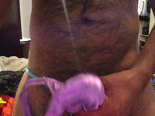 Satin Panties Wrapped Around My Throbbing Uncut Cock