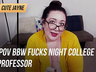 POV BBW fucks night college professor
