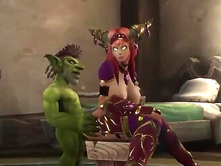 An Elf Has a Threesome with Two Goblins - Warcraft Parody