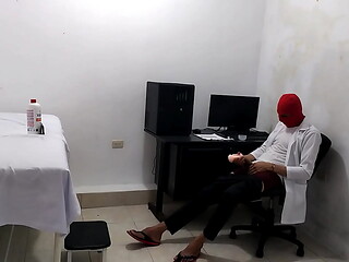 Perverted doctor masturbates after treating a cute patient