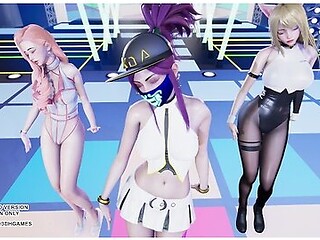 [mmd] Kep1er - Wa Da Da Ahri Akali Seraphine Sexy Kpop Dance League Of Legends Hentai Uncensored