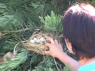 Hairy pussy milf in the garden