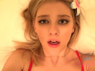 Passionate blonde teen shares intense hardcore pleasures with lover