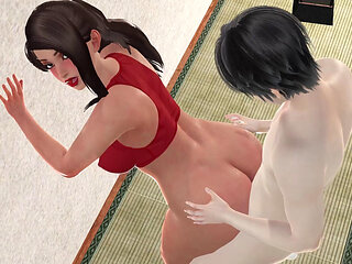 Trainer Jamila in Tatami Room 3D Hentai - Doggystyle Wall Sex, POV Missionary Sex with Close up Pussy Views, Reverse Plank Pose