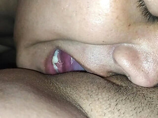 Cuckold Cleanup: Sexholic's Man Watches with Beautiful Eyes as He Cleans Pussy After Fucking