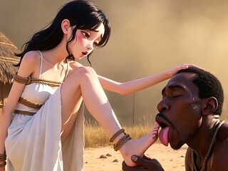 White Woman Tied in Africa - African Man Licking Her Feet