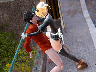 Yaoi - Sexy Cat Maid Femboy Is Fucked in Public