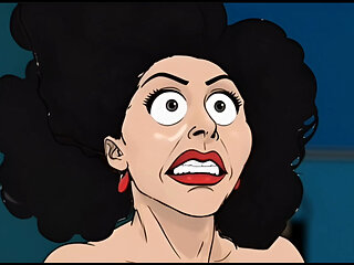 Married Busty Brunette Can't Resist the Sight of a Big Black Cock. Cartoon