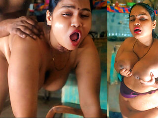 Horny Stepmom Fucked Hard by Stepson in the Kitchen Taboo Creampie