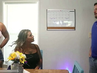 Misty Meaner and Ally White share boyfriend Sgt Miles - Horny MILF stepmom threesome