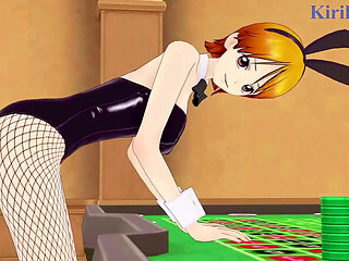 Yamato (Bunny Girl) and Nami (Bunny Girl) intense sex. - One Piece Hentai