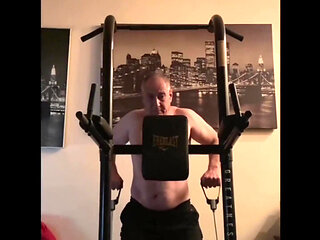 Fit Old Man Masturbating After Workout