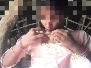 Village girl's finger in
