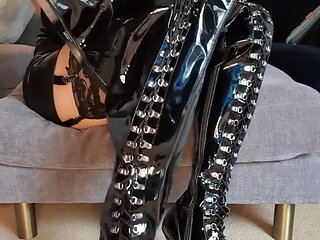 Pvc thigh high boots part 3