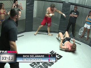 Sexy bitch and muscular dude are having a great time in the ring