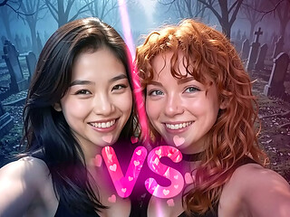 Young tourists lost and ass drilled in Haloween - AI Interactive Video