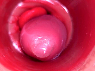 Inside a Camgirl Cervix POV Camera in Vagina with Big Dick Toy