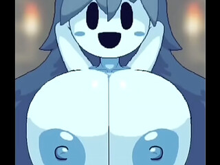 Horny Spooky shows you her Boobs